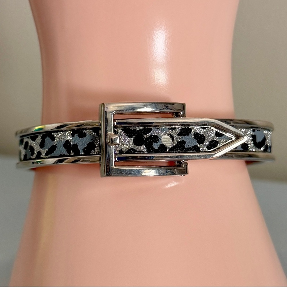 Leopard Print Silver Buckle Bracelet